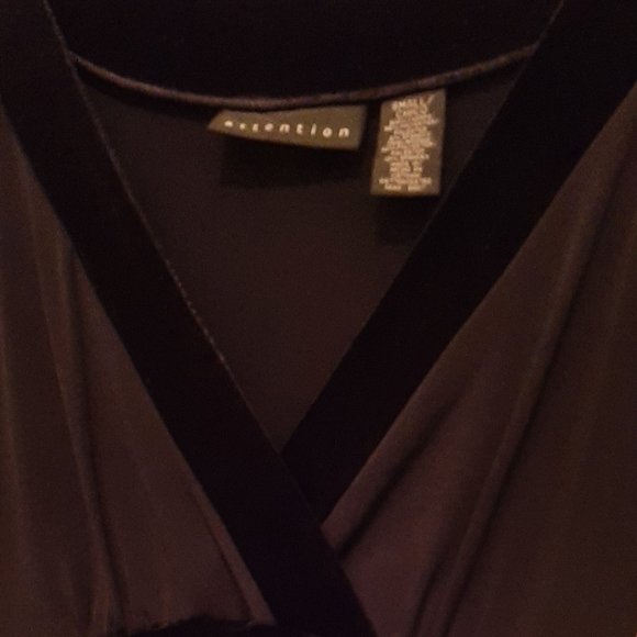 Attention brand Black Polyester, Velour trim Fit n Flare Midi Dress, Woman Sz S - Picture 5 of 12